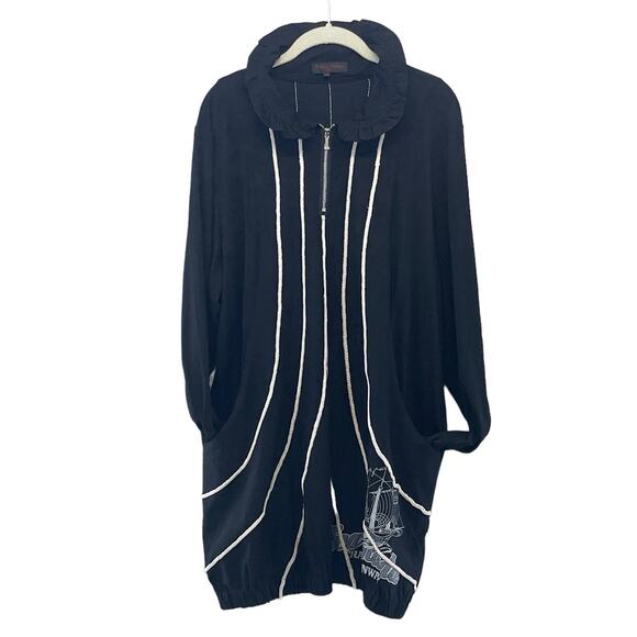 Pomme Rouge Paris Tops - Pomme Rouge Paris Pullover Top Black Ship Graphic Travel Runway Plus Size XXL